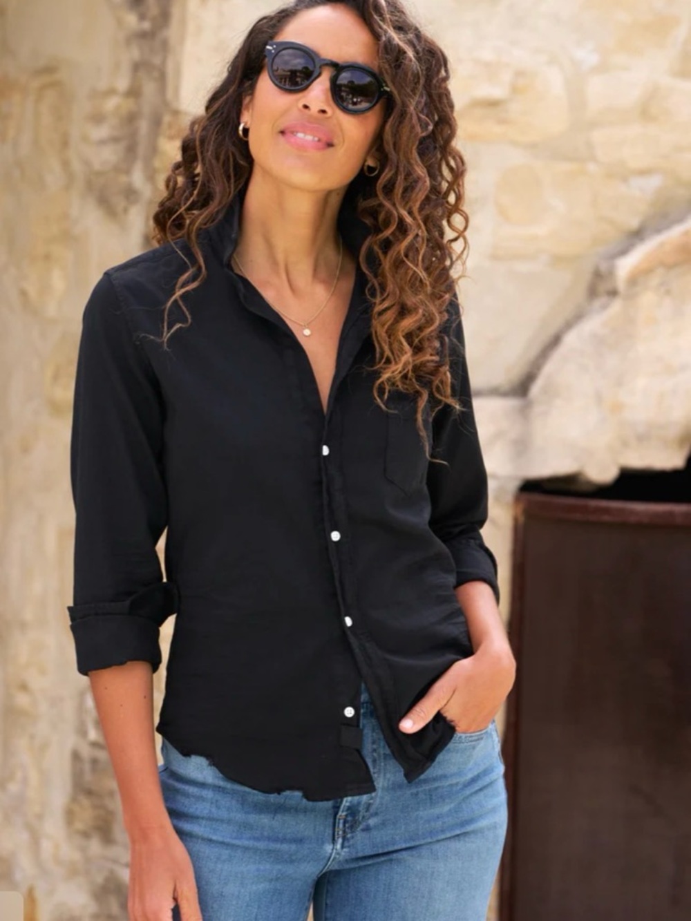 Frank & Eileen Barry black classic denim button down size XS - Picture 1 of 9